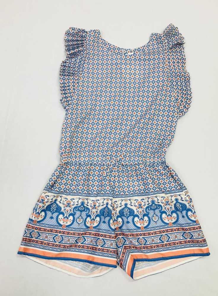 6802 BLUE AND ORANGE ROMPER SIZES 12-18