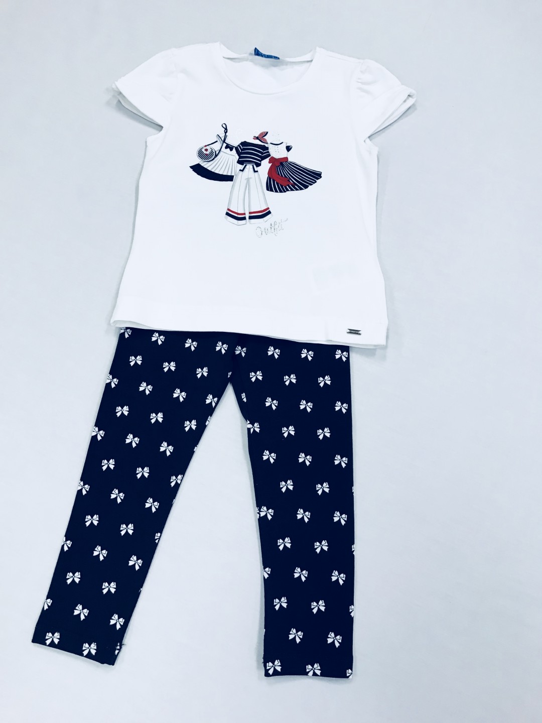 WHITE TOP AND PATTERNED PANTS 2-PIECE SET SIZES 3-7