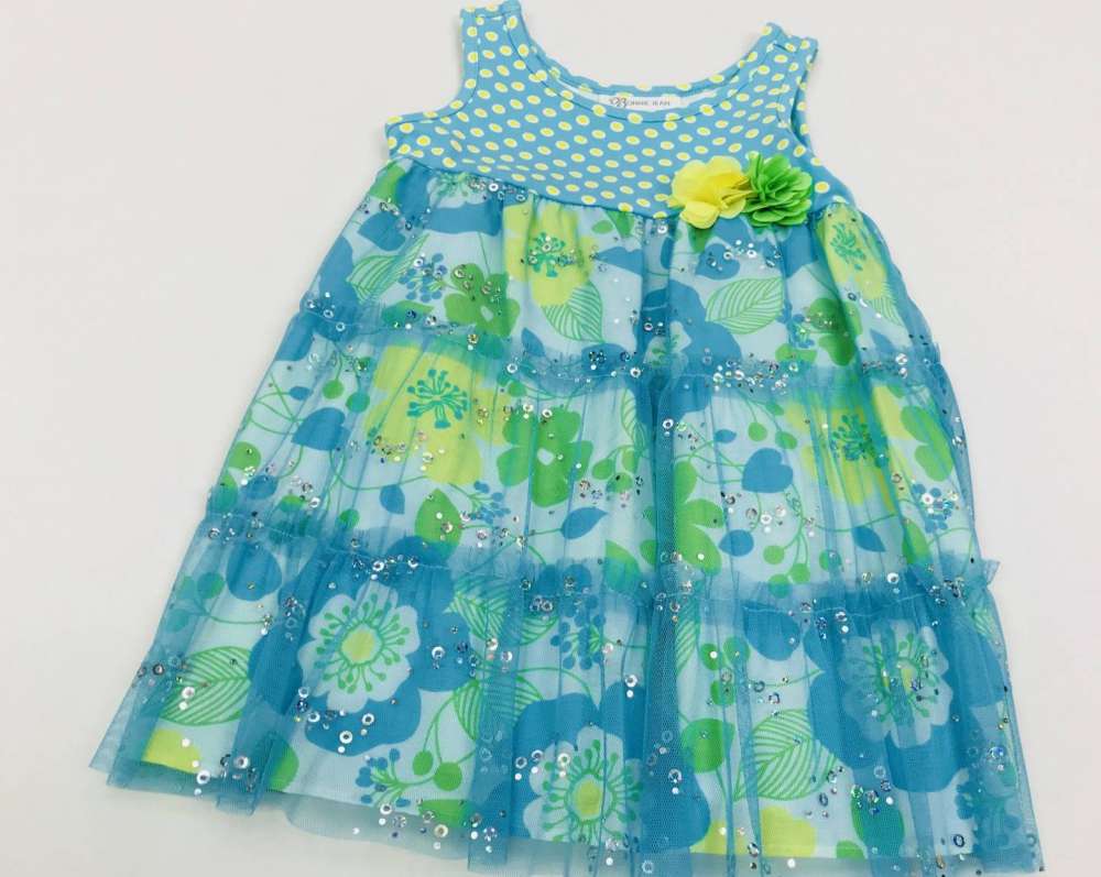 Bonnie Jean Blue and Yellow Sequined Dress