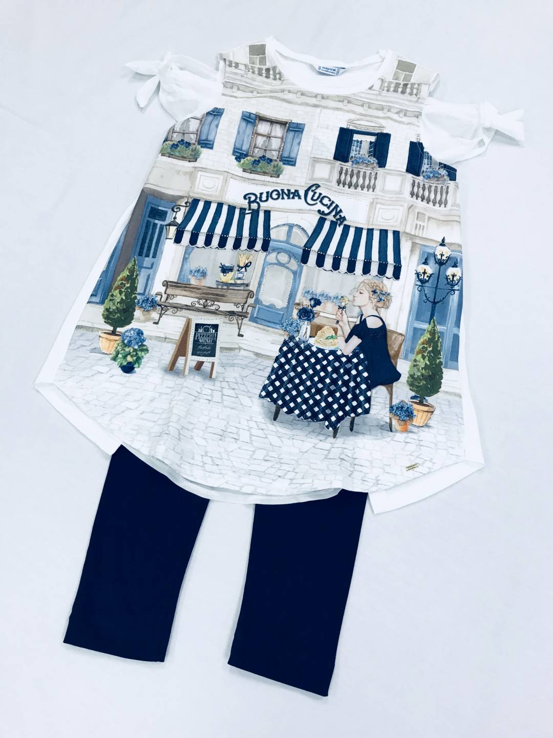 MAYORAL 6716 COLD SHOULDER TOP AND NAVY PANT SIZE 10-12