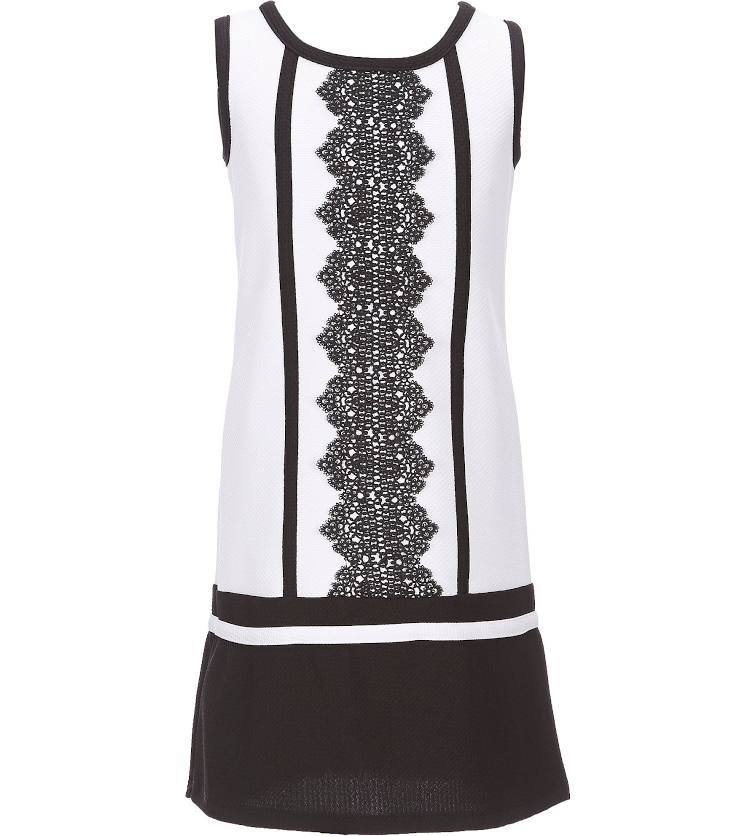 BONNIE JEAN PLUS SIZE BLACK AND WHITE LACE TRIMMED DRESS SIZES 18.5-20.5