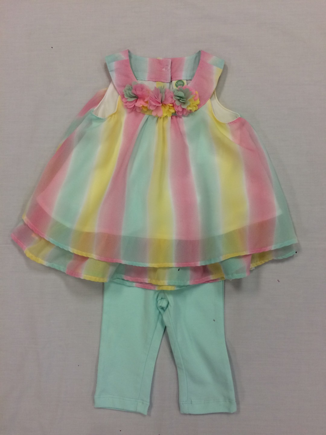 LITTLE ME L333 STRIPED PASTEL 2-PIECE SET SIZES 18 MONTHS-3T