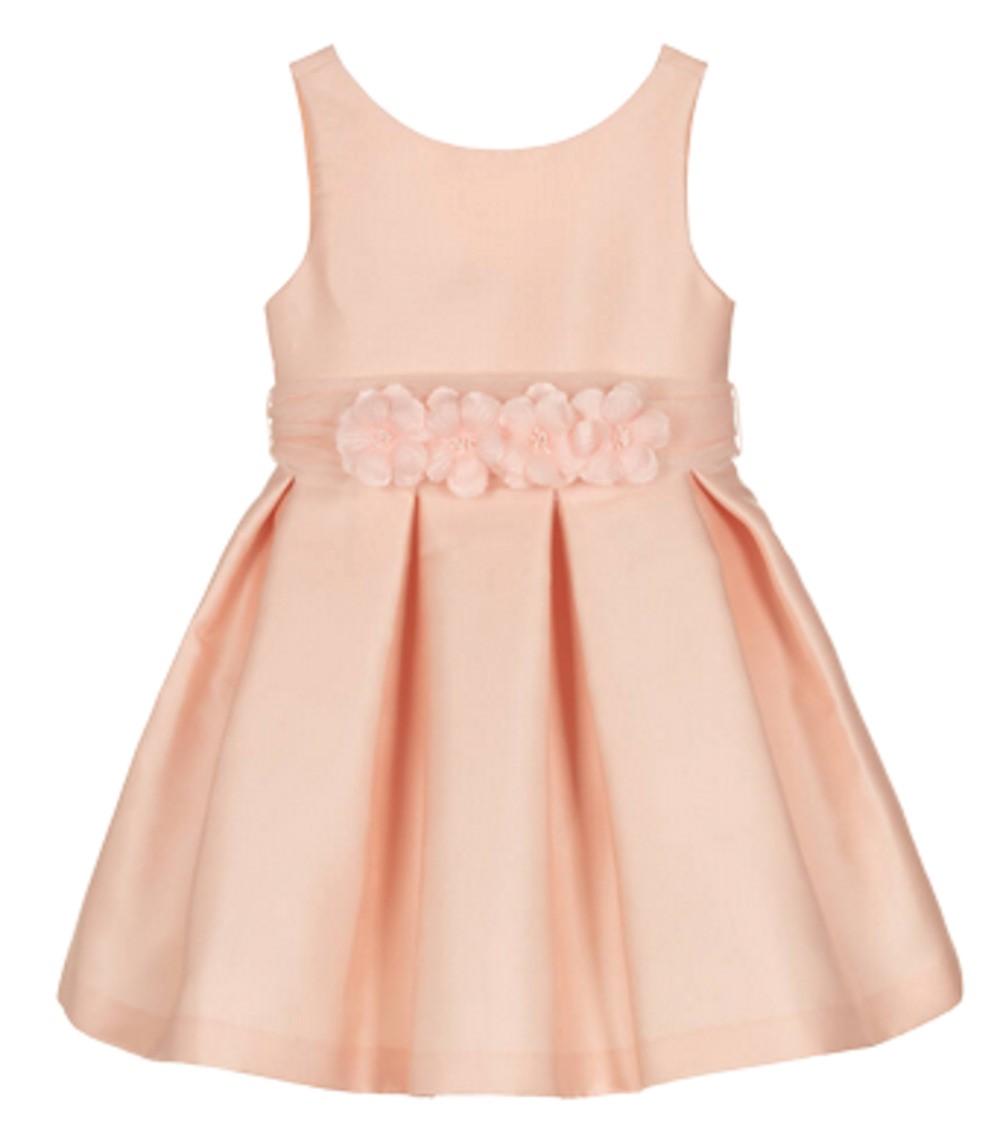 ABEL & LULA 5027 GIRLS PINK MIKADO DRESS WITH DETACHABLE FLORAL SASH