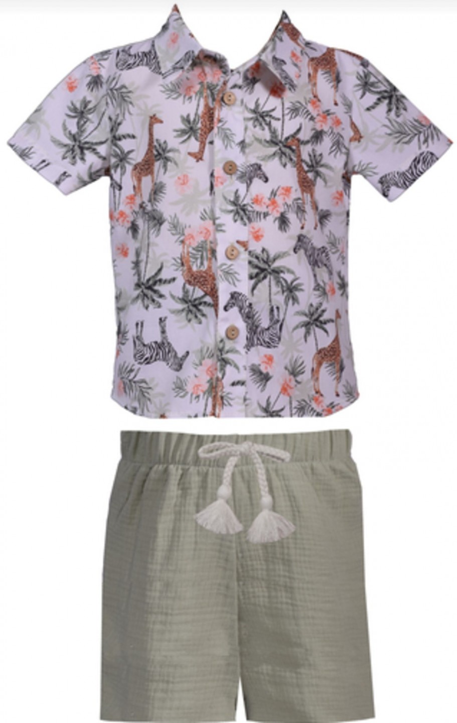 BONNIE JEAN S2-11201-SS TODDLER BOYS JUNGLE CAMP SHIRT SHORT SET