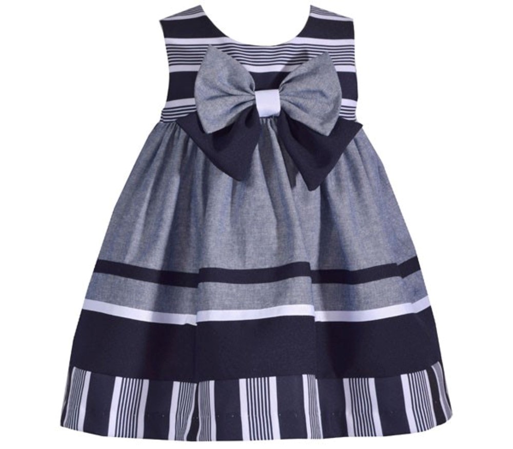 BONNIE JEAN R0-10832-PV BABY GIRLS SLEEVELESS NAUTICAL INSPIRED CHAMBRAY DRESS