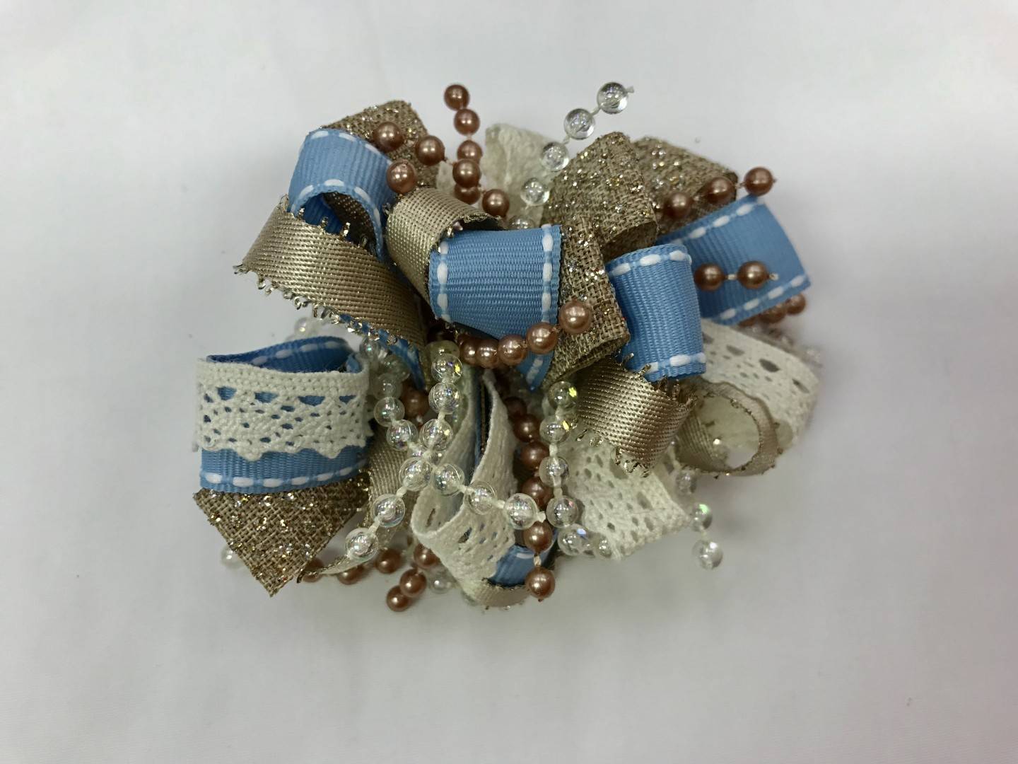CHEE CHEE BLUE AND GOLD BOW