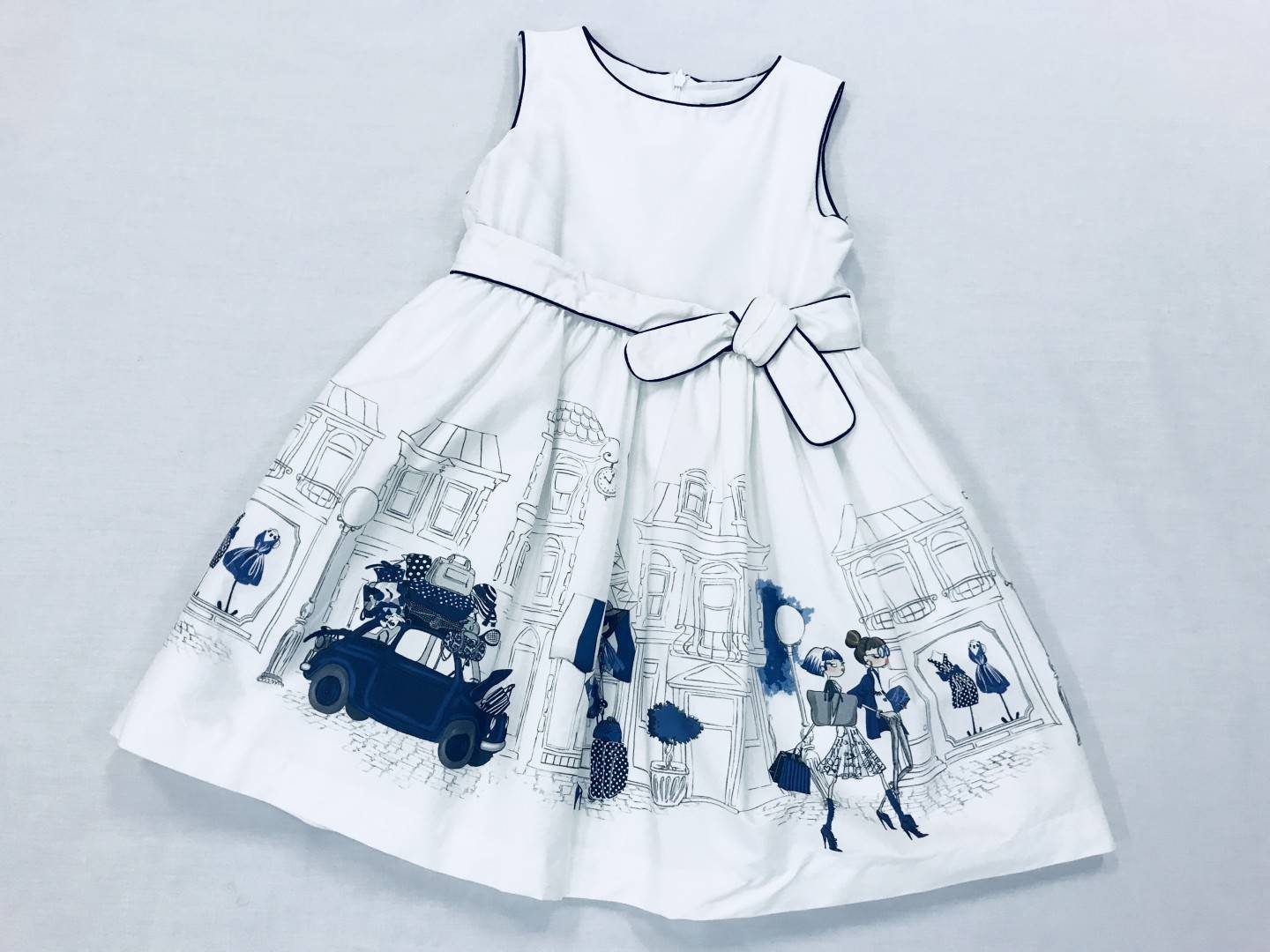 3967 NAVY BLUE AND WHITE DRESS SIZE 5-7