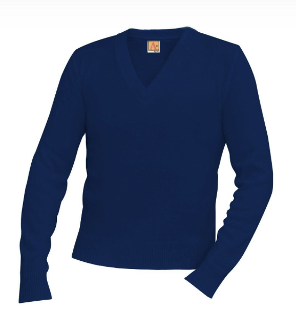 CICS AvalonNavy V-neck Pullover With School LogoOptional for Grades Kindergarten-4