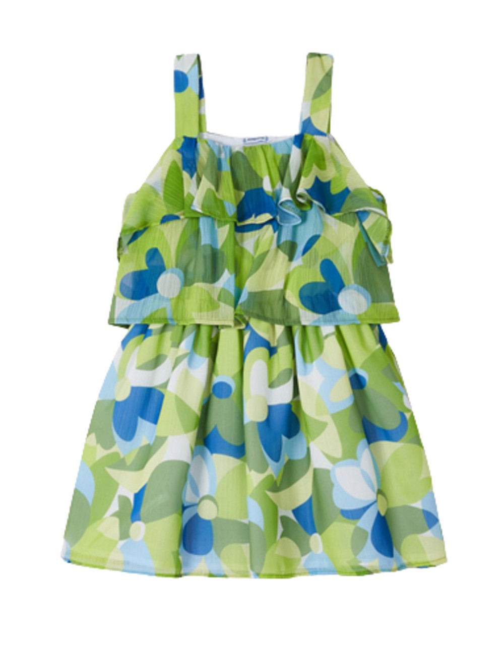 MAYORAL 3940 GIRLS GREEN AND BLUE FLORAL PRINT DRESS