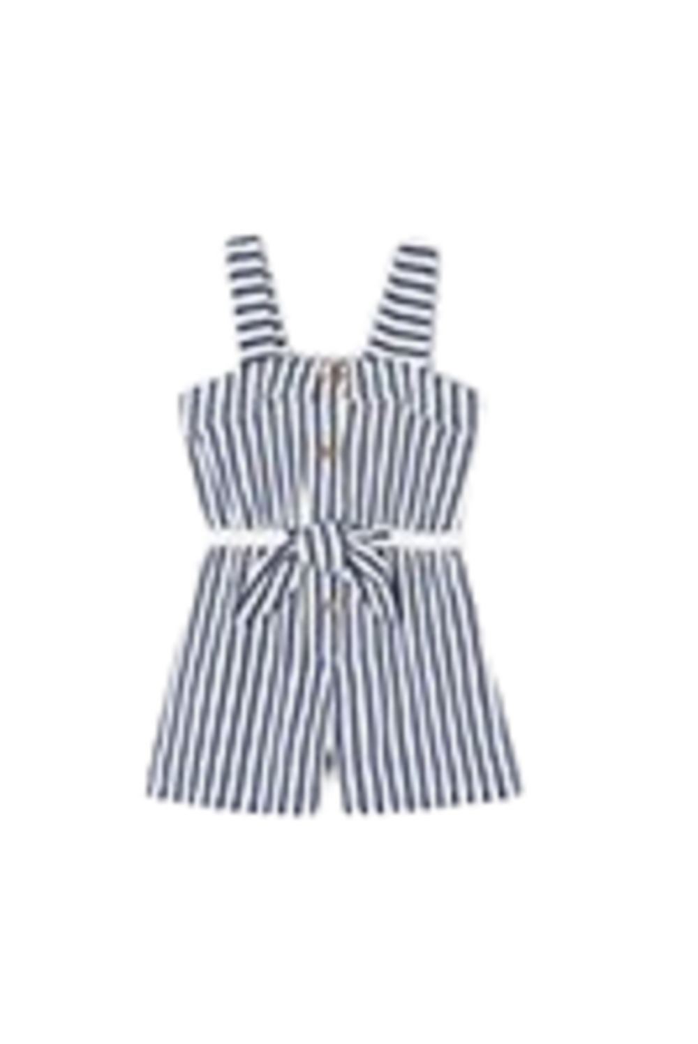 MAYORAL 3863 GIRLS BLUE AND WHITE STRIPED SHORT ROMPER