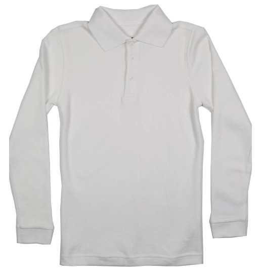 CICS AvalonWhiteLong Sleeve PoloWith School LogoGrades:  Kindergarten-4