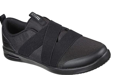 SKECHERS WOMEN'S GO STEP AIR GORE STRAP SLIP ON SNEAKER BLACK