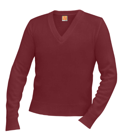 V-Neck PulloverBurgundyWith School Logo