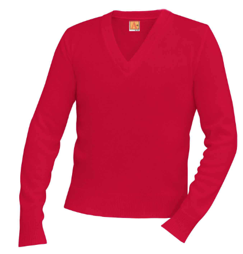 Red V-neck Pullover