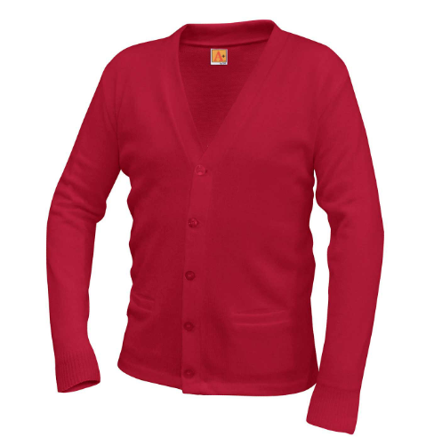 Holy FamilyRed V-Neck CardiganWith School LogoGrades:  5-8