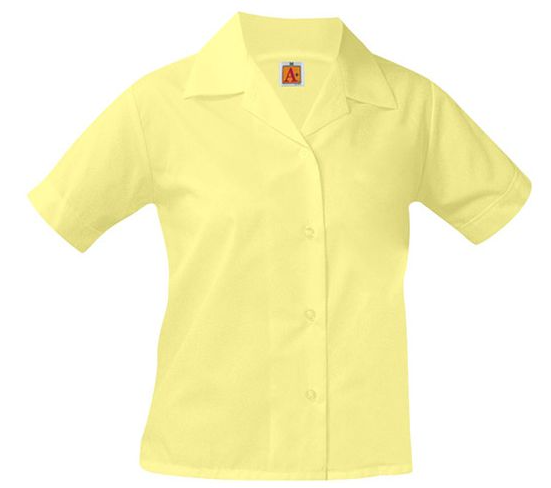 YellowShort SleevePointed Collar Blouse