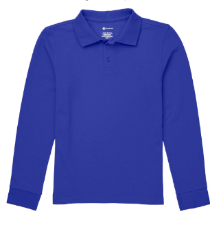 Holy Family School Little LearnersRoyal Long Sleeve PoloWith School LogoGrade:  PreK