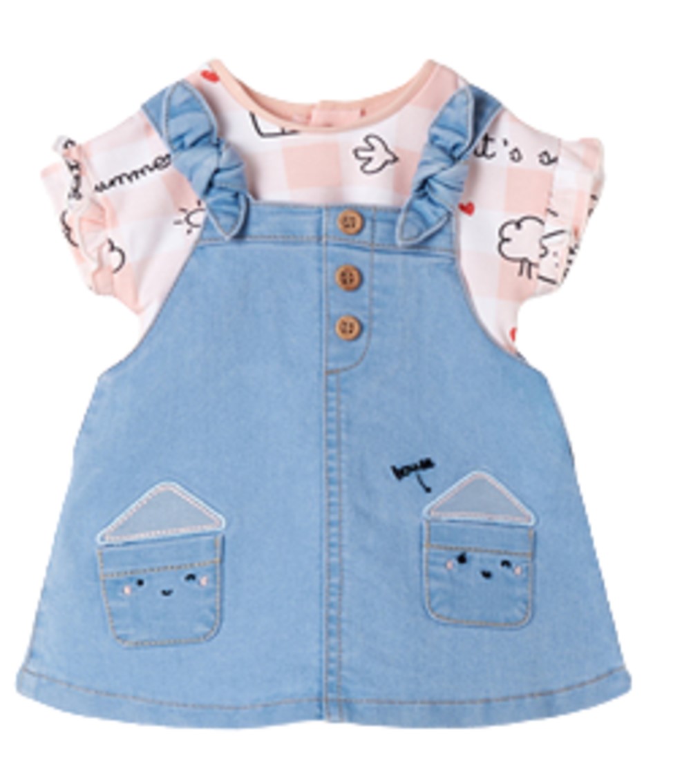 MAYORAL 1880 BABY GIRLS 2 PIECE DENIM OVERALL SKIRT SET