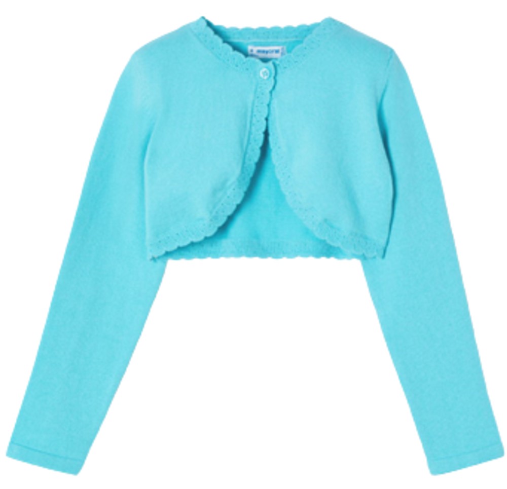 MAYORAL 320 GIRLS TURQUOISE KNIT SHRUG