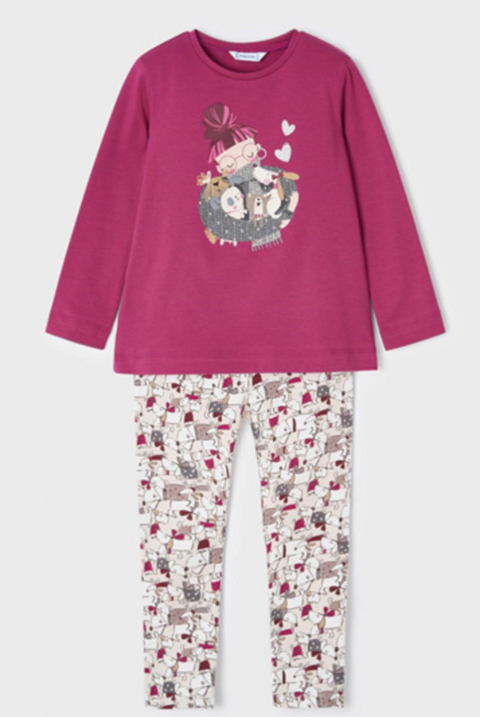 MAYORAL 4777 GIRLS RASPBERRY DOG PRINT LEGGING SET