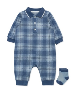 LITTLE ME LCN15005 BABY BOYS MOONLIGHT BLUE COVERALL AND SOCKS SET