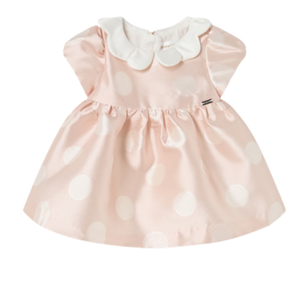 MAYORAL 2856 BABY GIRLS PINK POLKA DOT SATIN DRESS