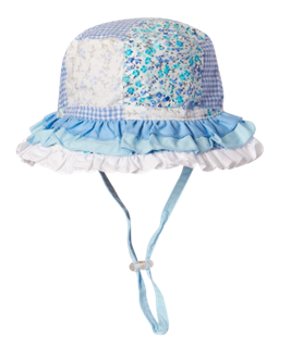 MILLYMOOK BABY GIRLS BLUE PATCHWORK BUCKET HAT RAH RAH