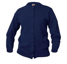 St. DamianNavyGirl's Crewneck CardiganWith School Logo