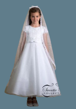 Sweetie Pie Communion Dress#305FrontVeil Included