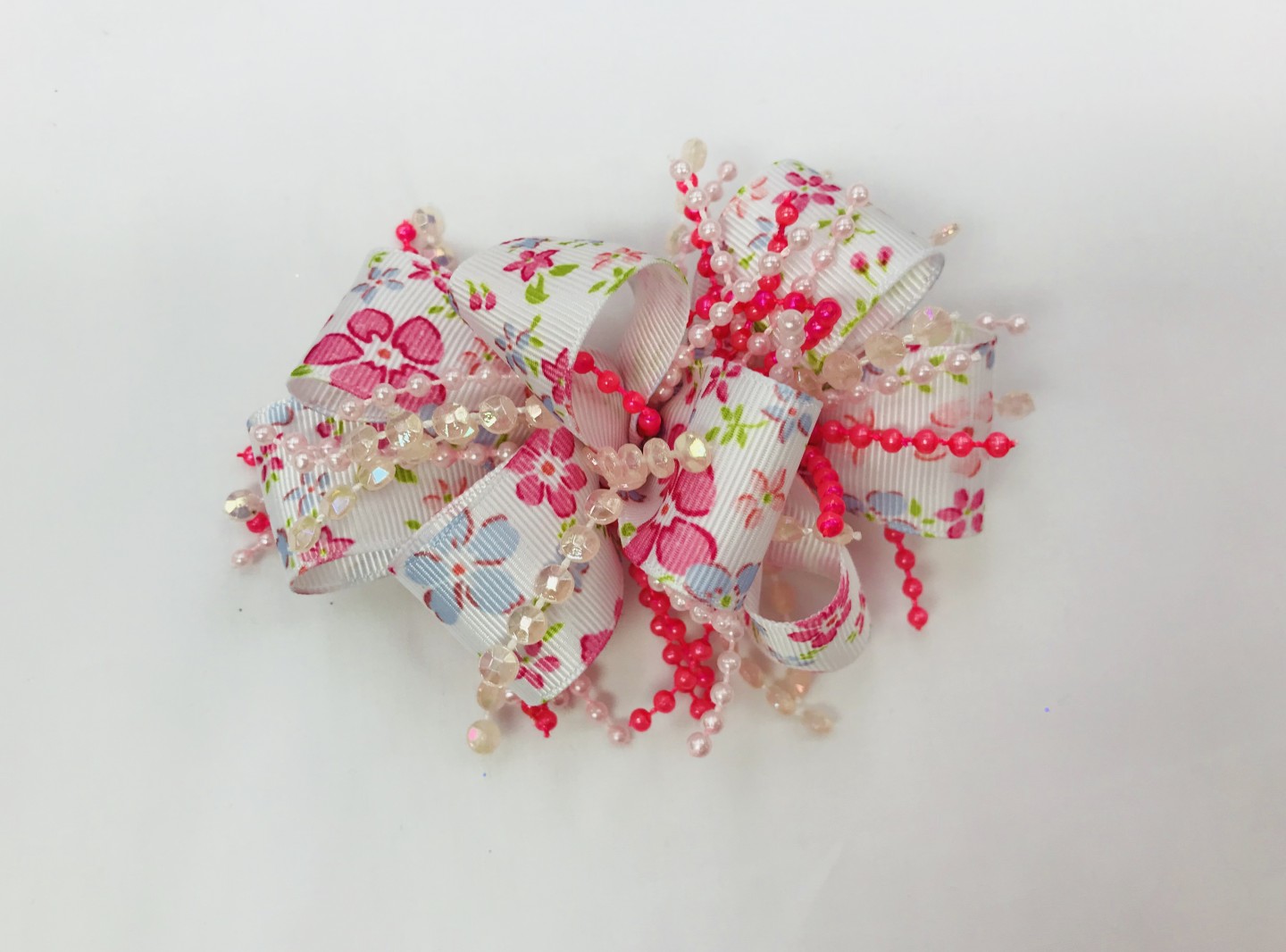 CHEE CHEE PINK AND BLUE FLOWER BOW