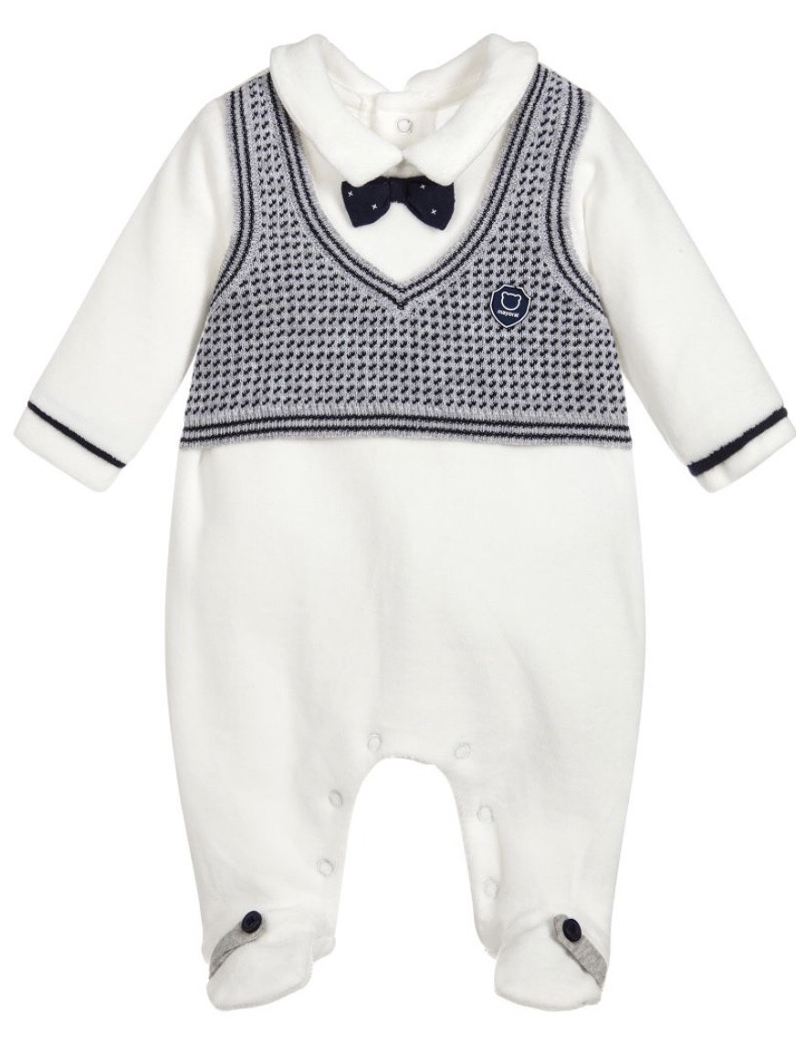MAYORAL 2606 ONE PIECE SLEEPER WITH VEST AND BOW TIE