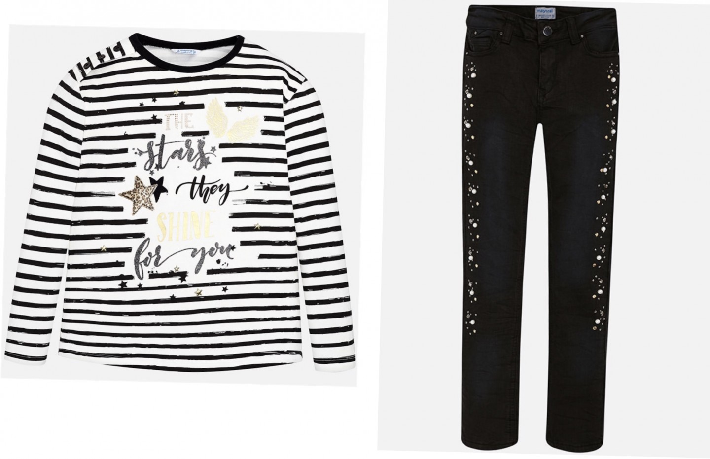 MAYORAL 7058 THE STARS THEY SHINE SHIRT AND LONG TROUSERS WITH APPLIQUÉS 