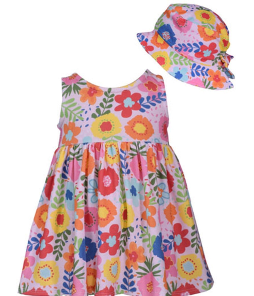 BONNIE JEAN S5-11191-PV FLORAL SUNDRESS WITH MATCHING SUN HAT