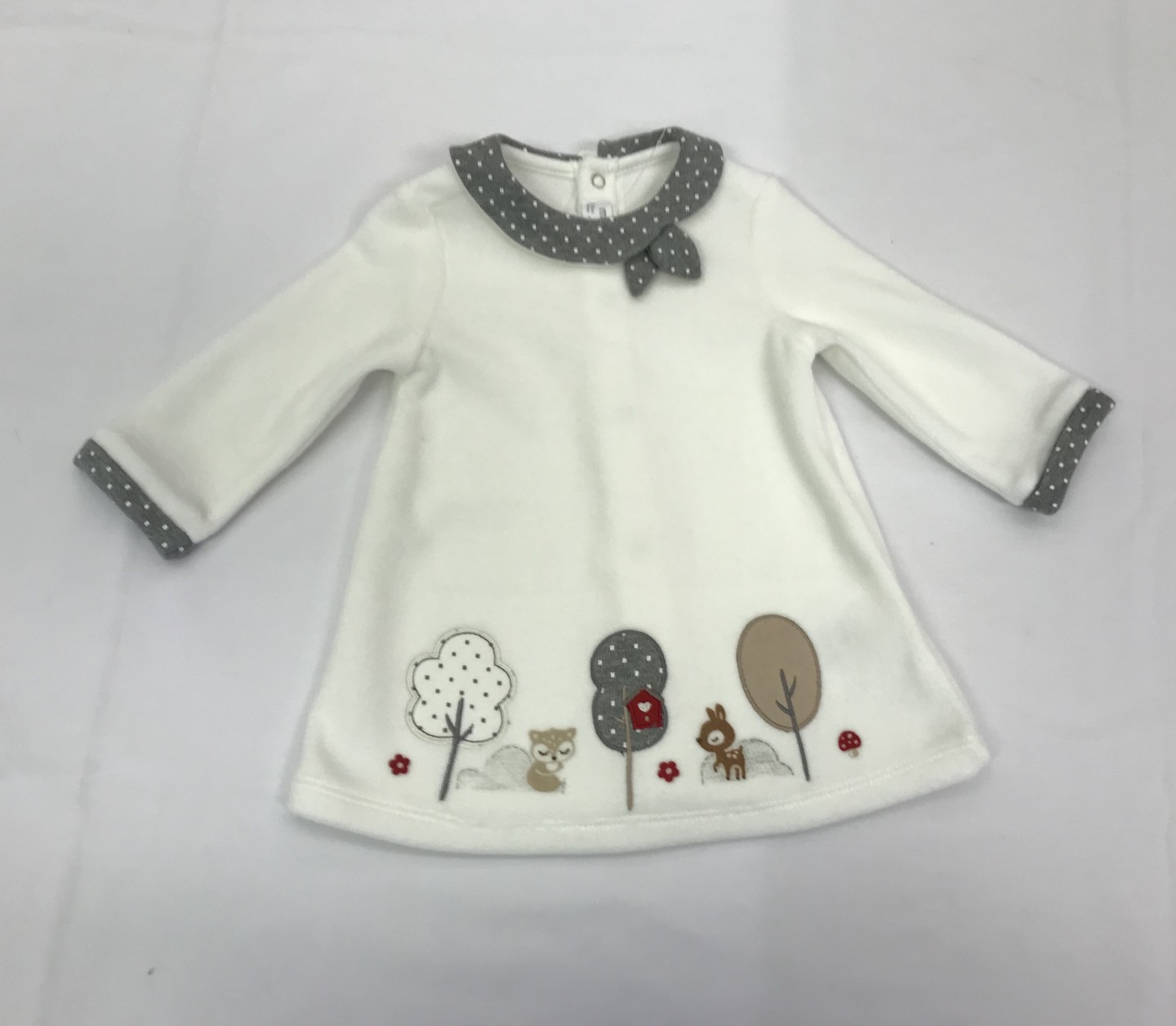 MAYORAL 2826 WHITE AND GREY SQUIRREL AND DEER DRESS