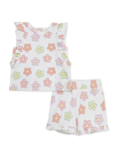 Little Me LPO14504 Clothes for Baby Girls' Floral Knit Play Sets, Ivory