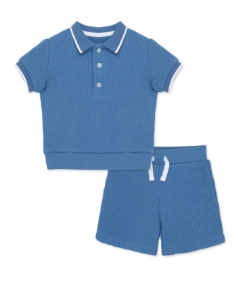 Little Me LPJ14173 Clothes for Baby Boys' Blue 2-Piece Short Sets, Blue