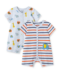 LITTLE ME L659 2-PACK ELEPHANT ROMPERS