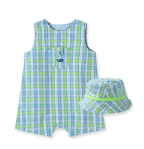 LITTLE ME L457 BABY BOYS WHALE SUNSUIT WITH MATCHING HAT