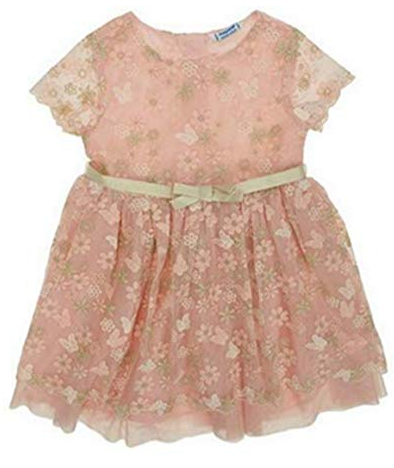 MAYORAL 3918 BABY GIRLS PINK/GOLD FLORAL DRESS