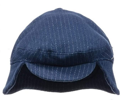 MAYORAL BABY BOYS NAVY PINSTRIPED COTTON HAT WITH EAR FLAPS