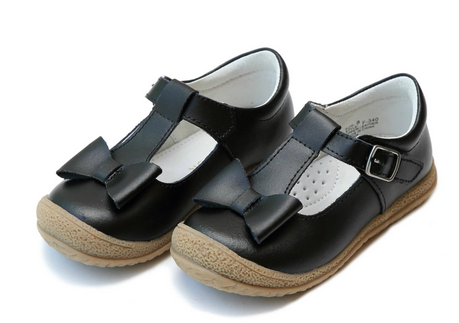 L'AMOUR GIRLS BLACK EMMA/F-340 CLASSIC BOW T-STRAP MARY JANE SHOE