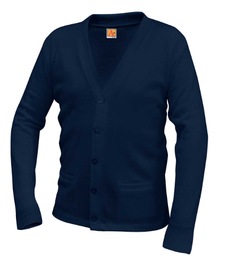 OELA Navy V-Neck Cardigan with School Logo