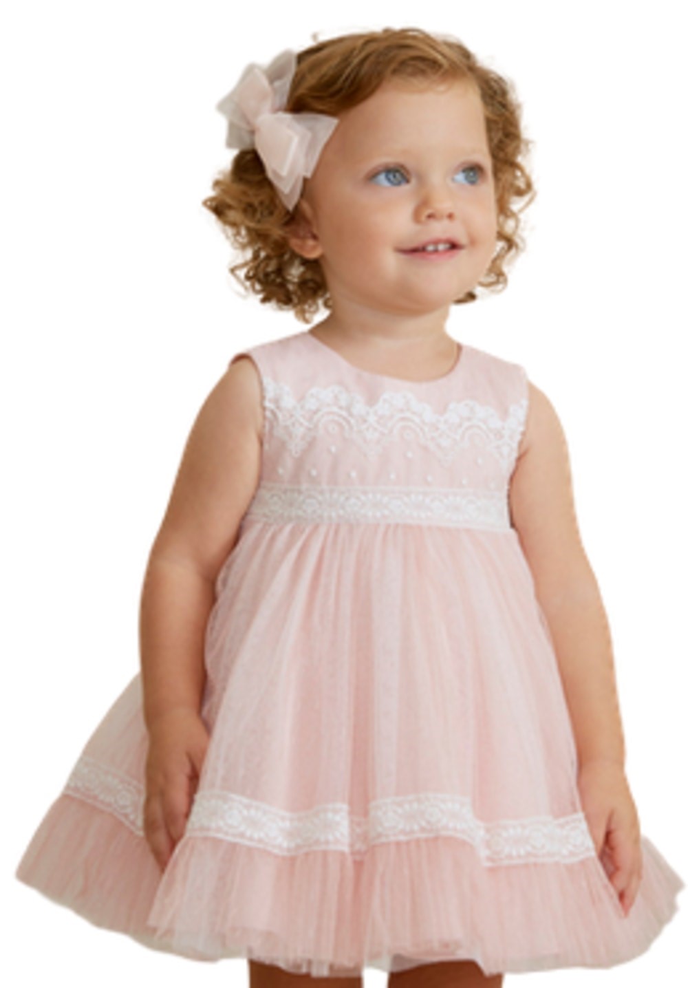 ABEL & LULA 5001 GIRLS ROSE DRESS WITH TULLE AND LACE OVERLAY