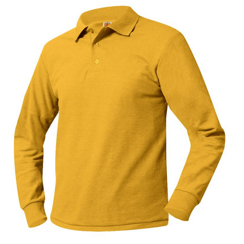 St. DamianGoldLong Sleeve PoloWith School LogoGrades: Kindergarten-8Final Sale Non Refundable Non Exchangeable