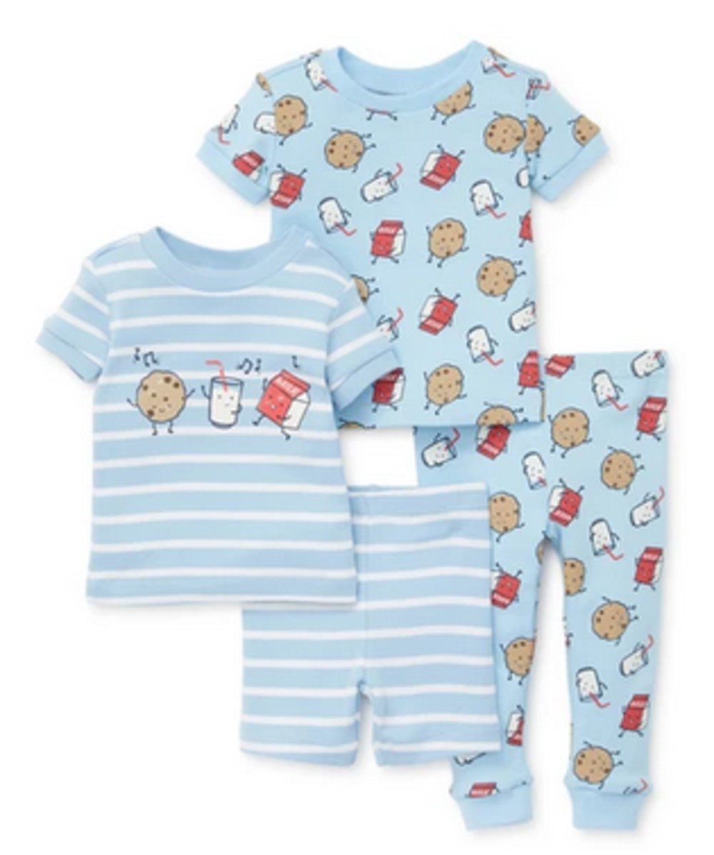 LITTLE ME L457 4 PIECE MILK AND COOKIES PAJAMA SET NOT FLAME RESISTANT