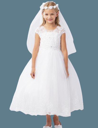 Tip Top Kids Communion Dress#203FrontHeadpiece Not Included